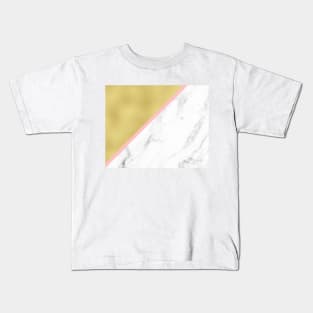 Marble and gold background pink line Kids T-Shirt